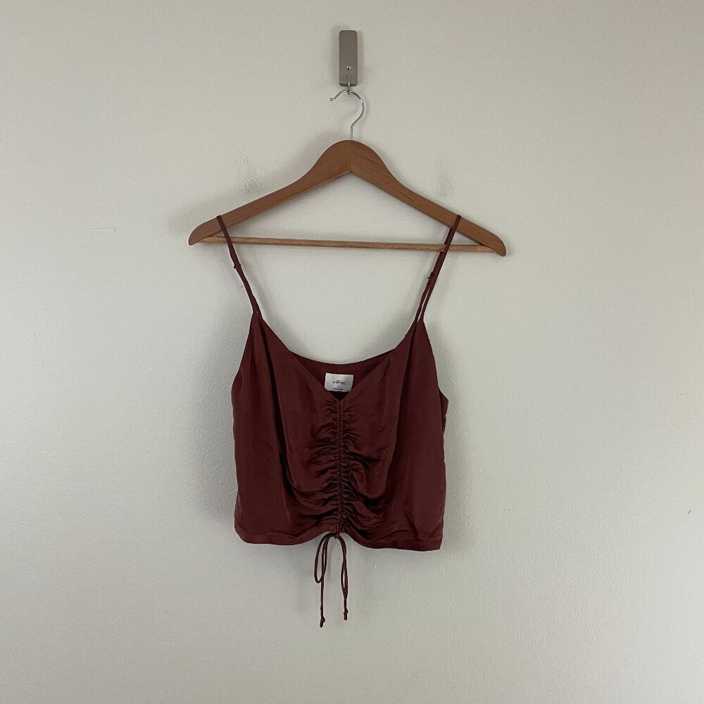 Aritzia Wilfred Verso Ruched Satin Camisole Top Size Small